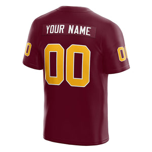 custom authentic football jersey burgundy-yellow mesh