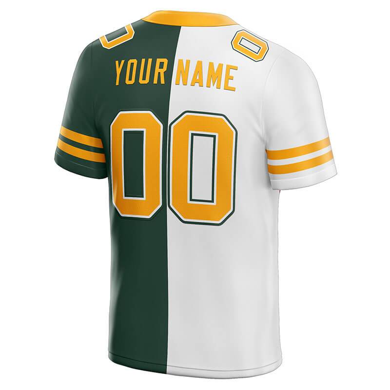 custom authentic split fashion football jersey green-white-yellow mesh