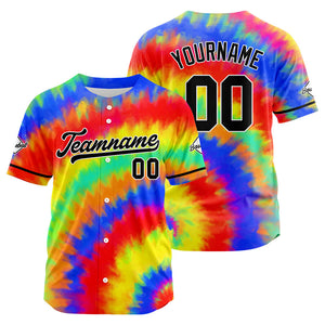 Dise?o personalizado de camiseta de béisbol con estampado completo en azul rojo verde y amarillo