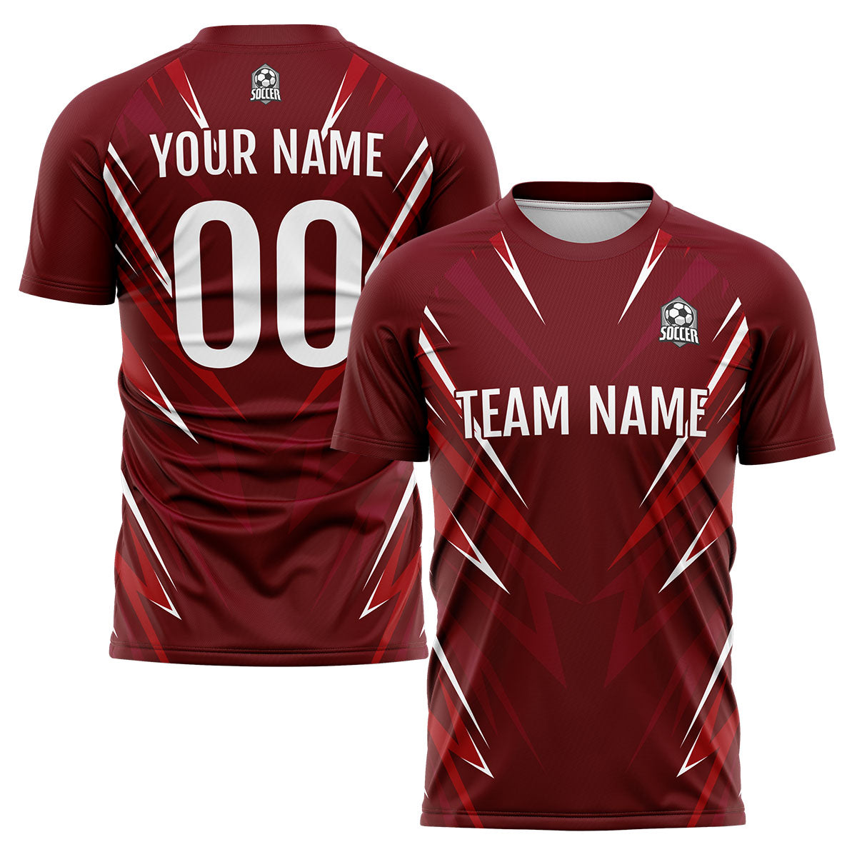 Conjunto personalizado de camiseta de uniforme rojo oscuro para niños y adultos