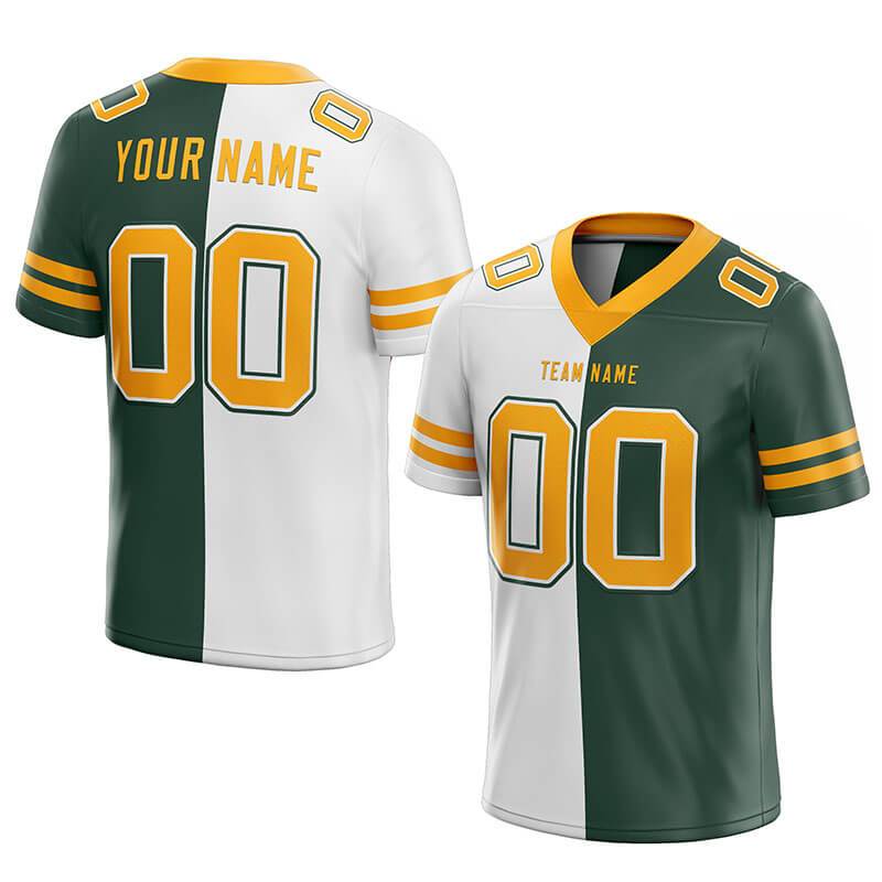custom authentic split fashion football jersey green-white-yellow mesh