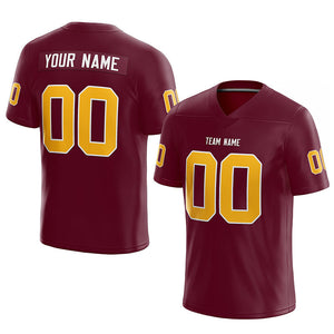 custom authentic football jersey burgundy-yellow mesh