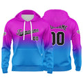 Sudadera con capucha personalizada con degradado para hombre-mujer-niña o niño Estampa tu logotipo-nombre o número en rosa-morado y azul