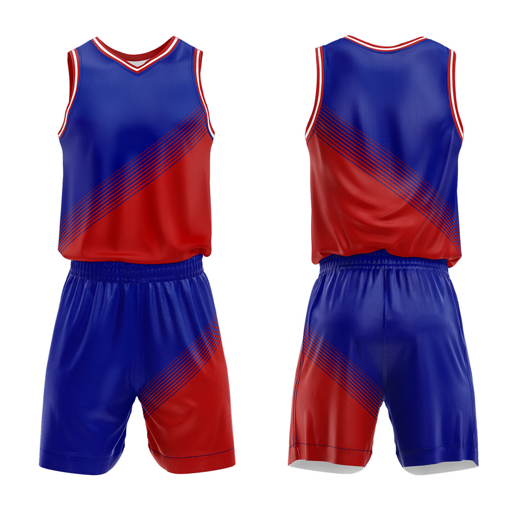 Uniforme de baloncesto personalizado en rojo real con su logotipo-nombre y número impresos