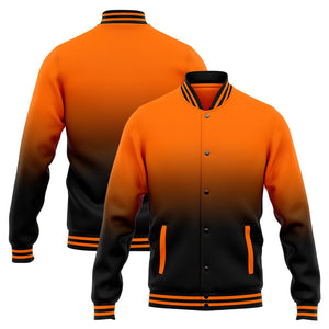 Chaqueta universitaria personalizada estilo Letterman para hombres-mujeres y jóvenes-color naranja y negro