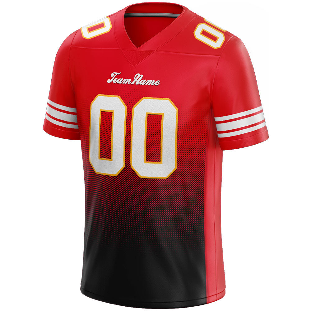custom authentic gradient fashion football jersey red-black-white