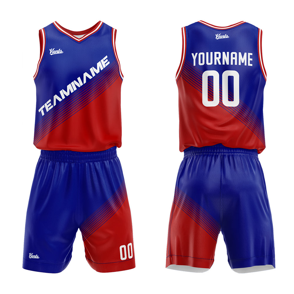 Uniforme de baloncesto personalizado en rojo real con su logotipo-nombre y número impresos