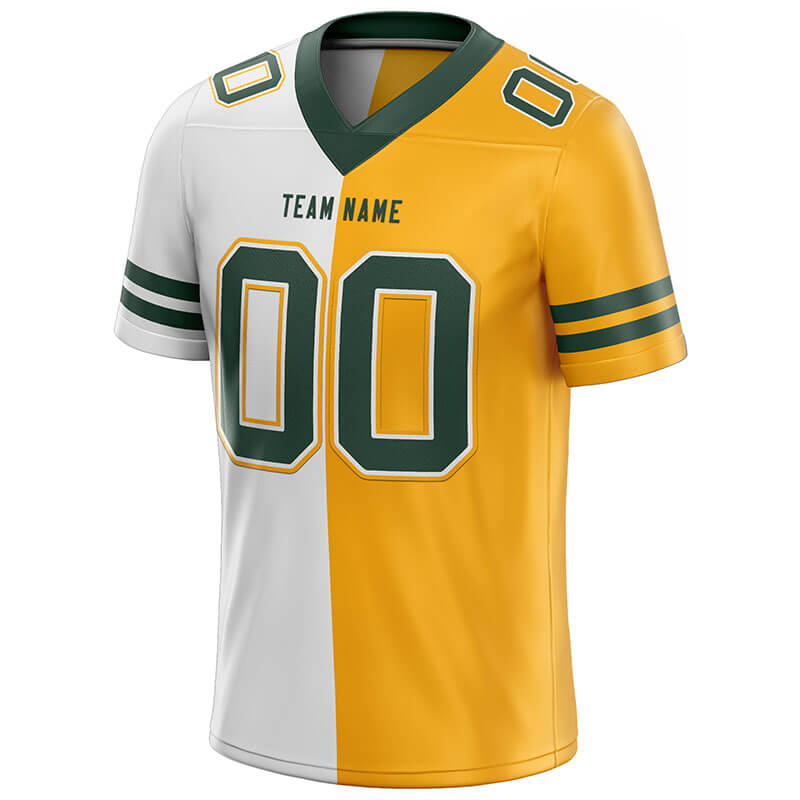 custom authentic split fashion football jersey yellow-white-green mesh