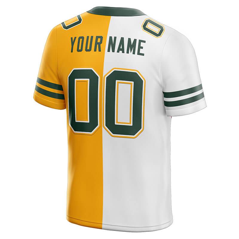 custom authentic split fashion football jersey green-yellow-white mesh