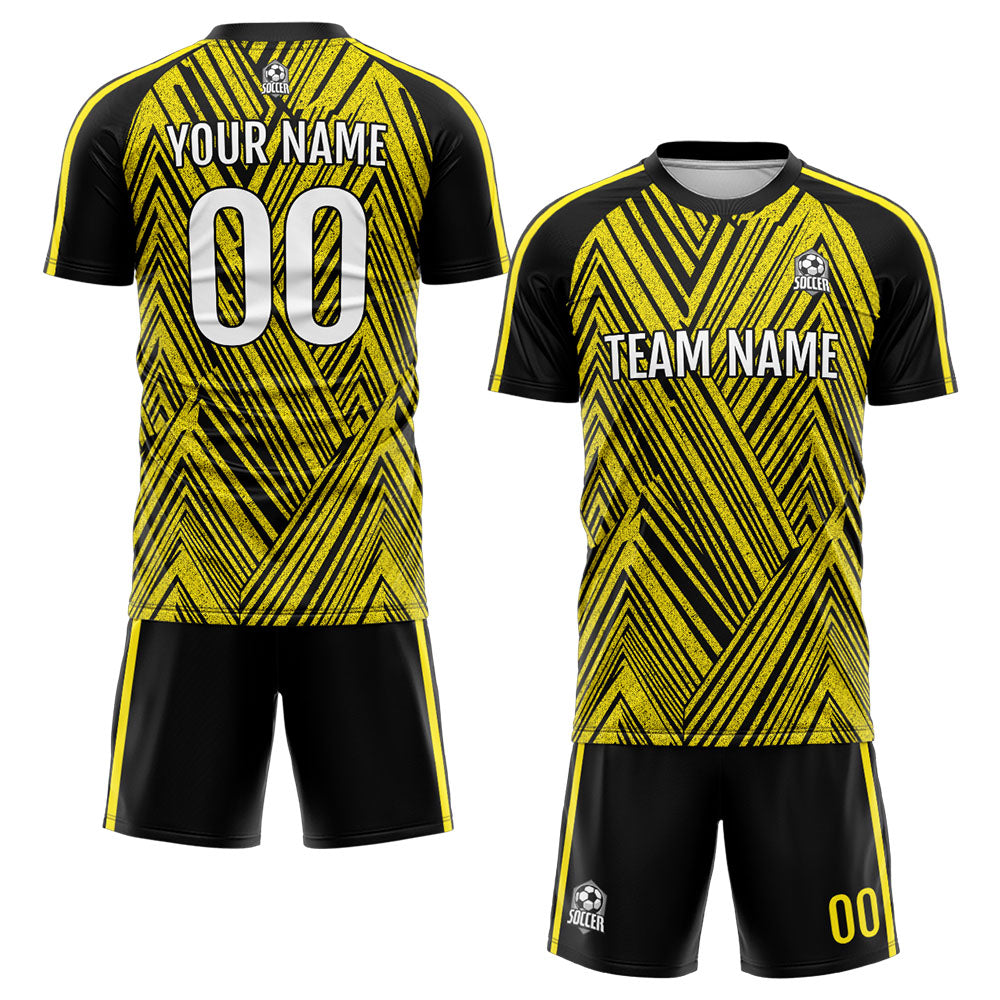 Conjunto personalizado de uniforme de fútbol para niños y adultos & camiseta amarilla y negra