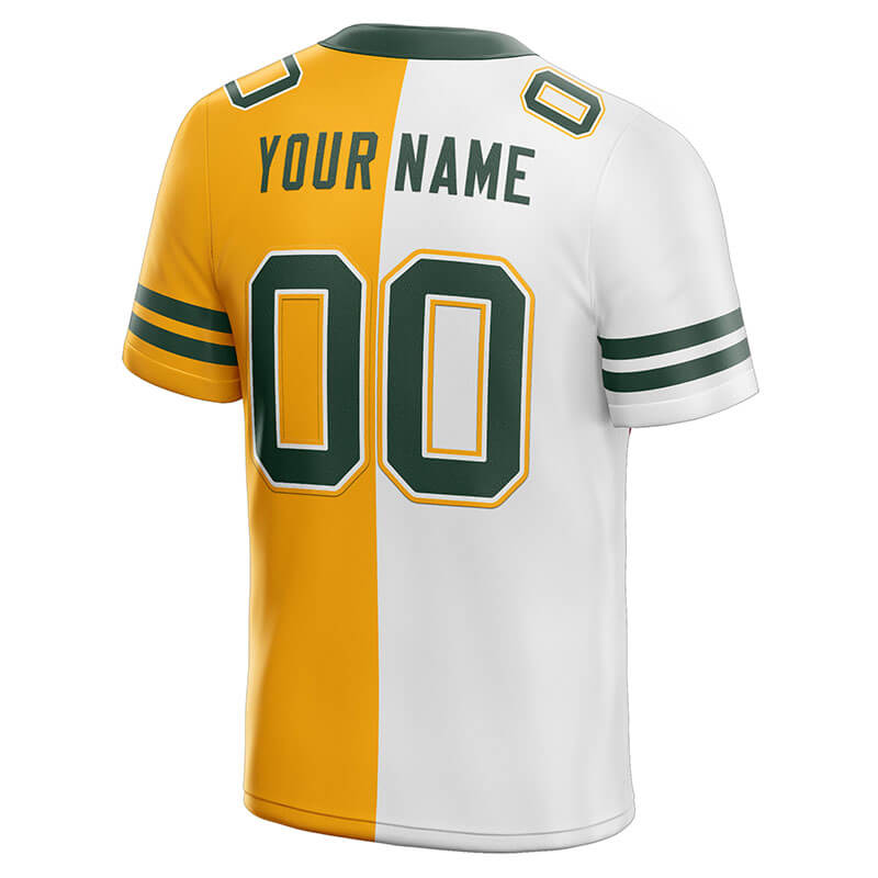 custom authentic split fashion football jersey yellow-white-green mesh