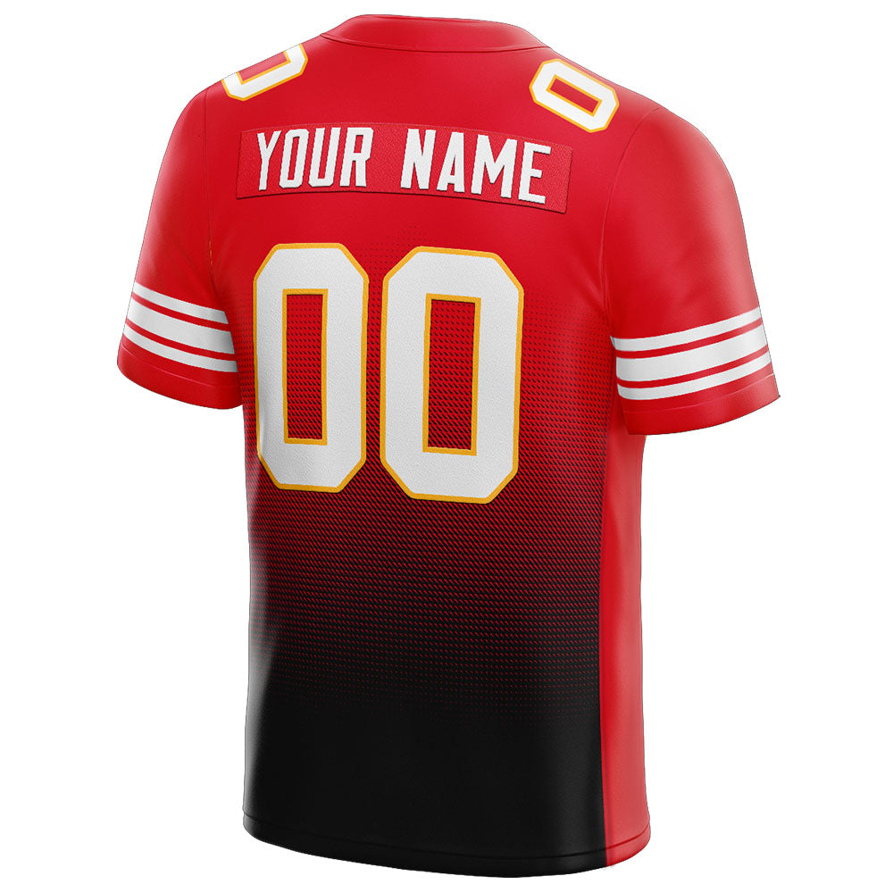 custom authentic gradient fashion football jersey red-black-white