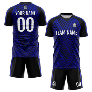 Conjunto personalizado de uniforme de fútbol para niños y adultos: camiseta azul marino y negra