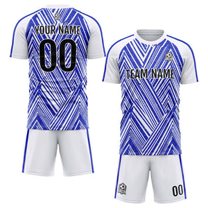 Conjunto personalizado de uniforme de fútbol para niños y adultos: camiseta azul marino y blanca