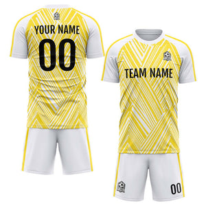 Conjunto personalizado de camiseta de fútbol para niños y adultos & color amarillo y blanco