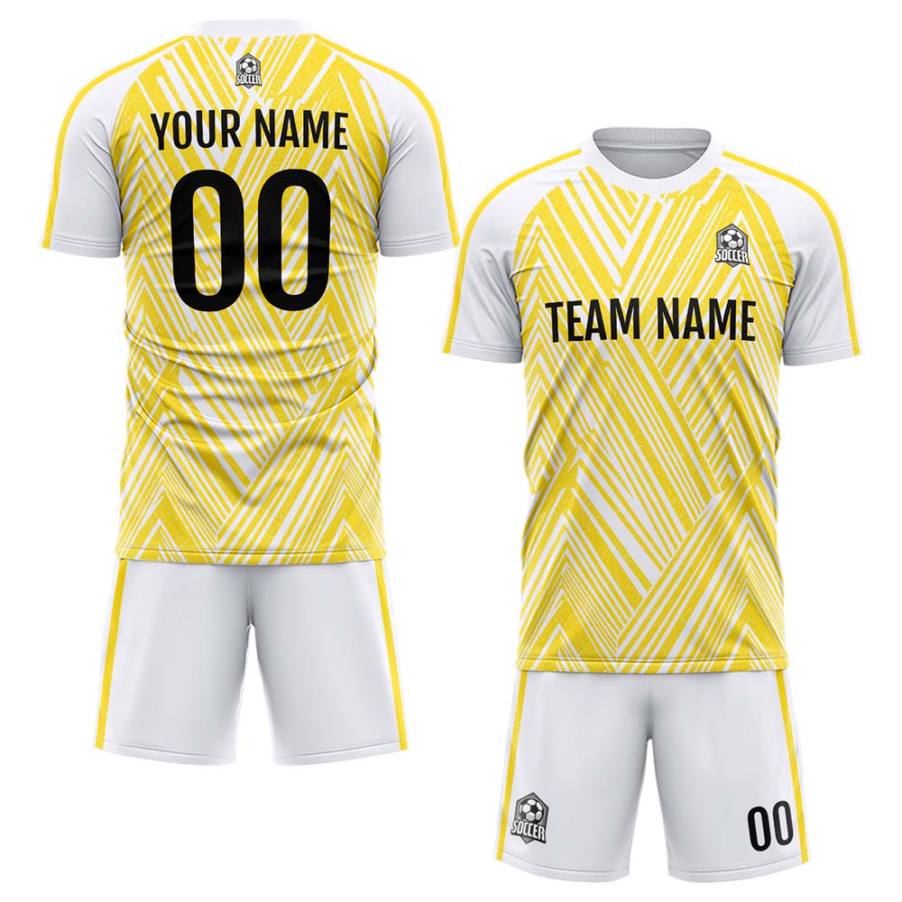 Conjunto personalizado de camiseta de fútbol para niños y adultos & color amarillo y blanco
