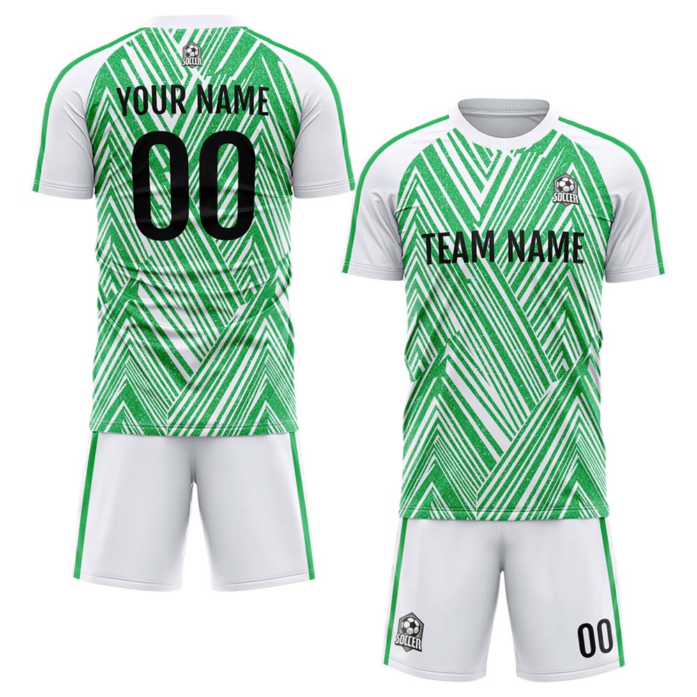 Conjunto personalizado de uniforme de fútbol para niños y adultos & camiseta verde y blanca