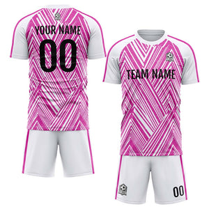 Conjunto personalizado de camiseta de fútbol para niños y adultos & color rosa y blanco