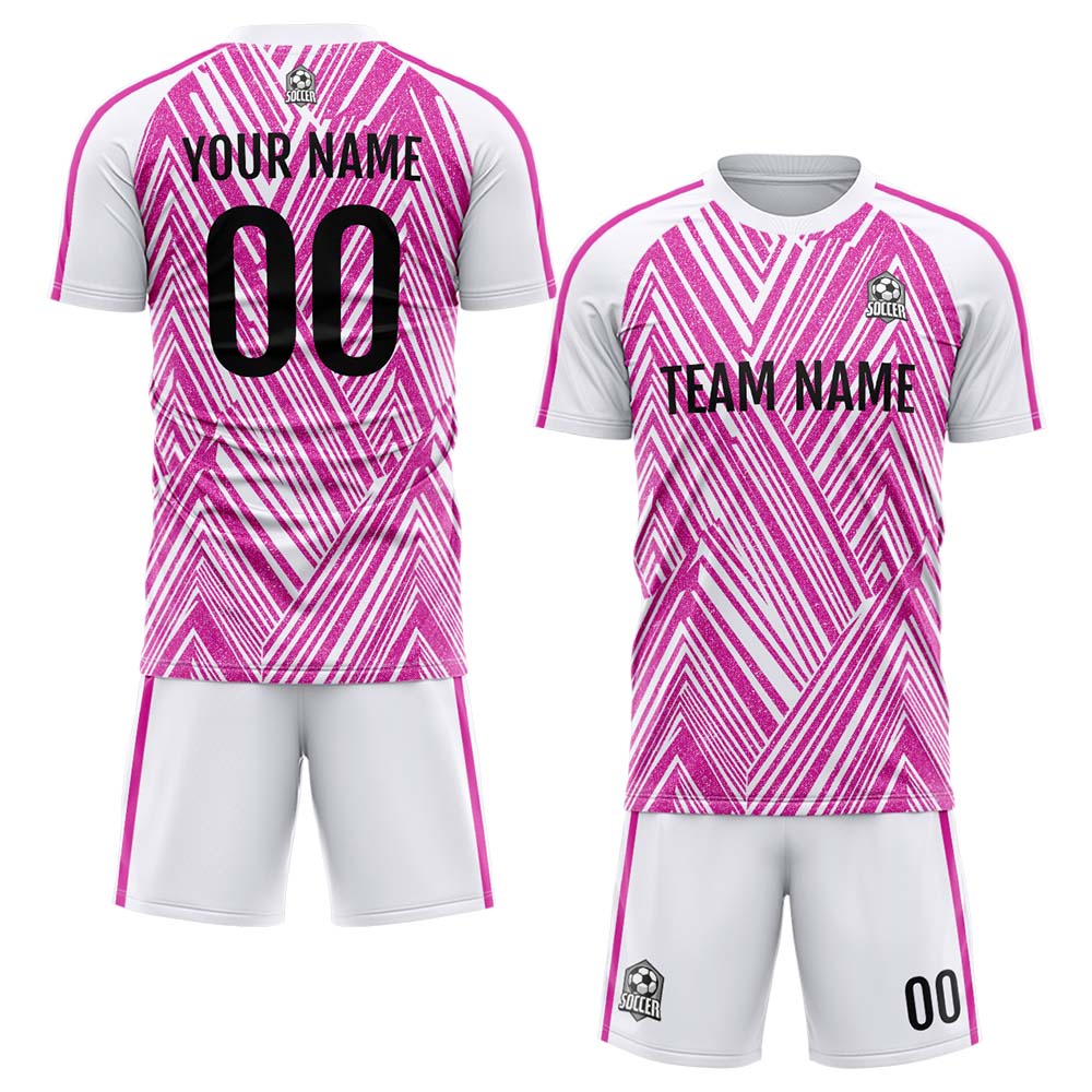 Conjunto personalizado de camiseta de fútbol para niños y adultos & color rosa y blanco