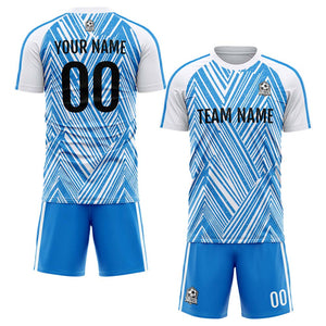 Conjunto personalizado de uniforme de fútbol para niños y adultos & camiseta azul y blanca