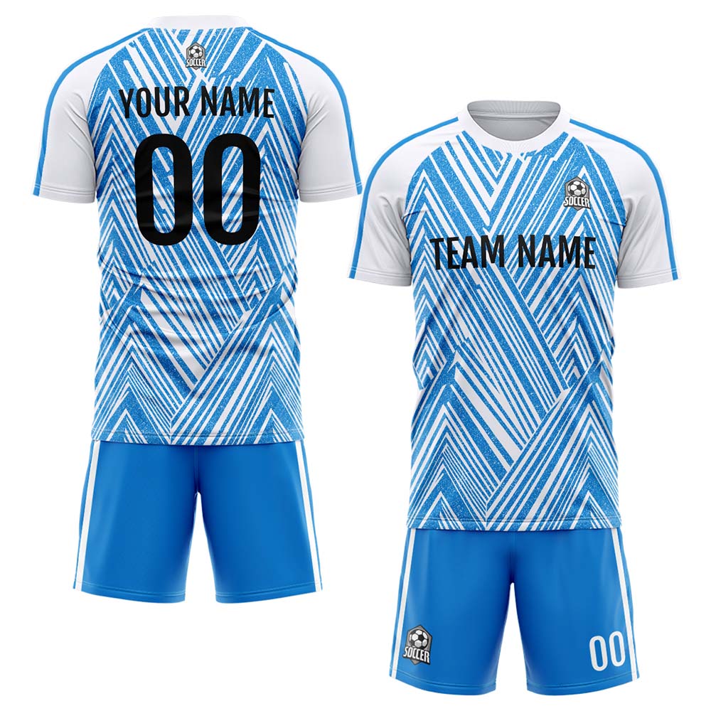 Conjunto personalizado de uniforme de fútbol para niños y adultos & camiseta azul y blanca