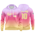 Sudadera con capucha personalizada con degradado para hombre-mujer-niña o niño Estampa tu logotipo-nombre o número en color morado claro y rosa