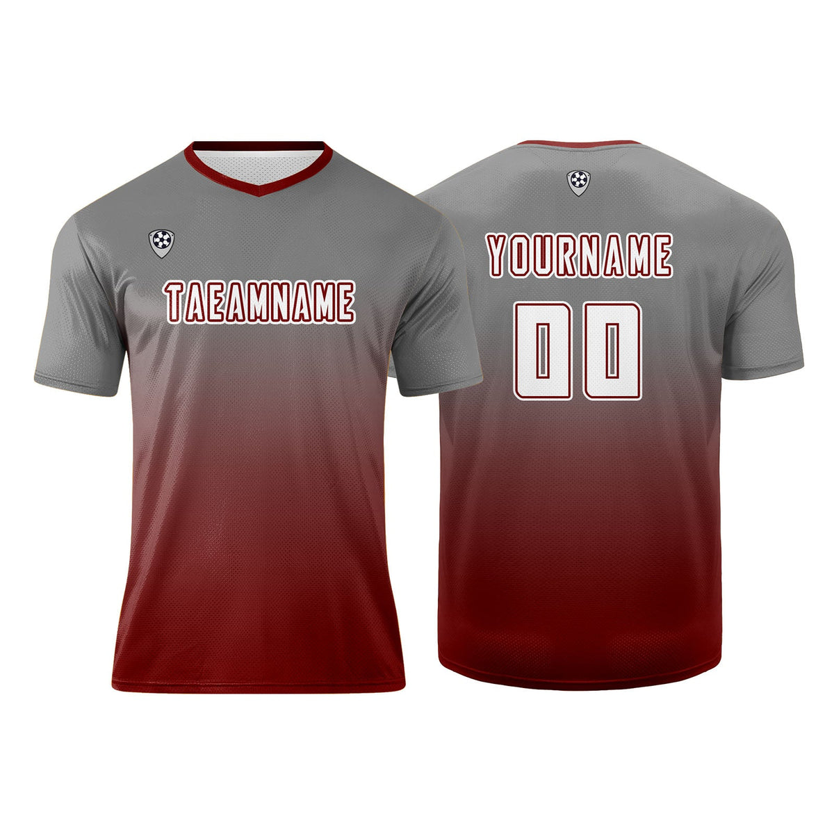 Conjunto personalizado de camiseta de uniforme gris y rojo para niños y adultos