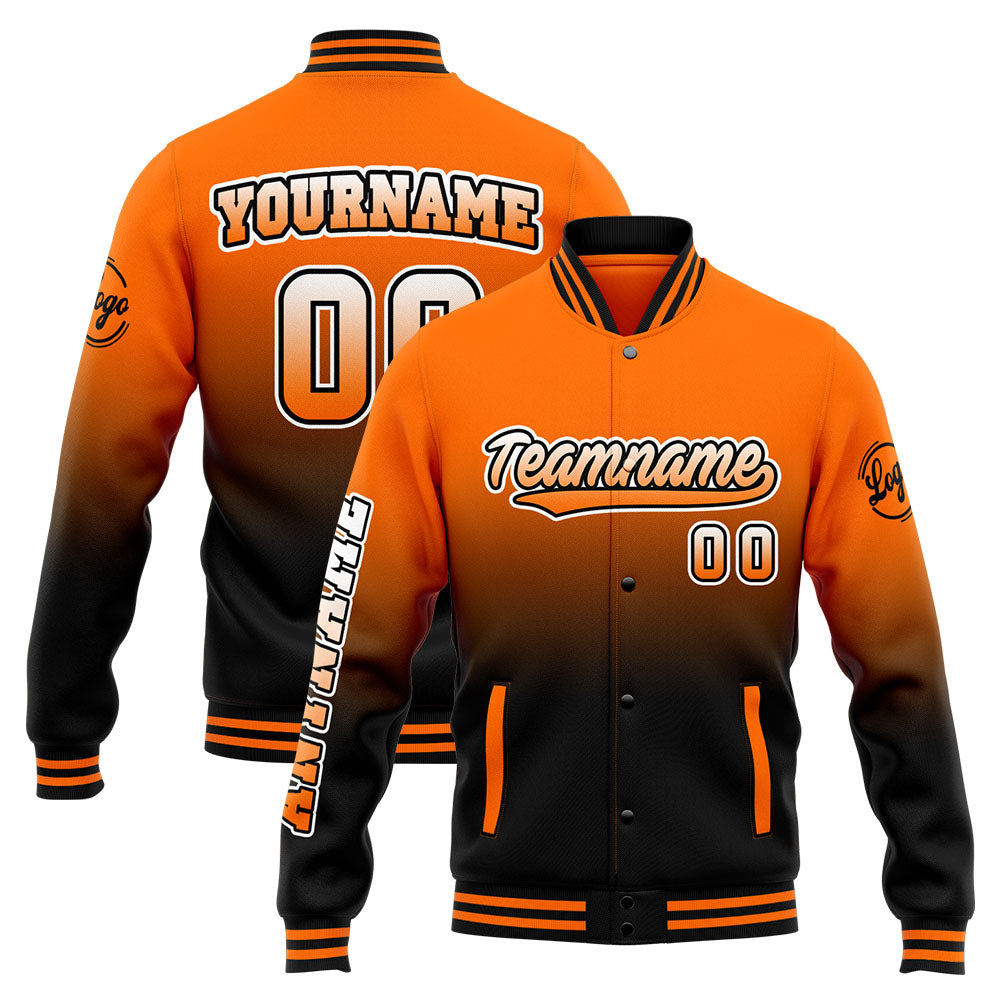 Chaqueta universitaria personalizada estilo Letterman para hombres-mujeres y jóvenes-color naranja y negro