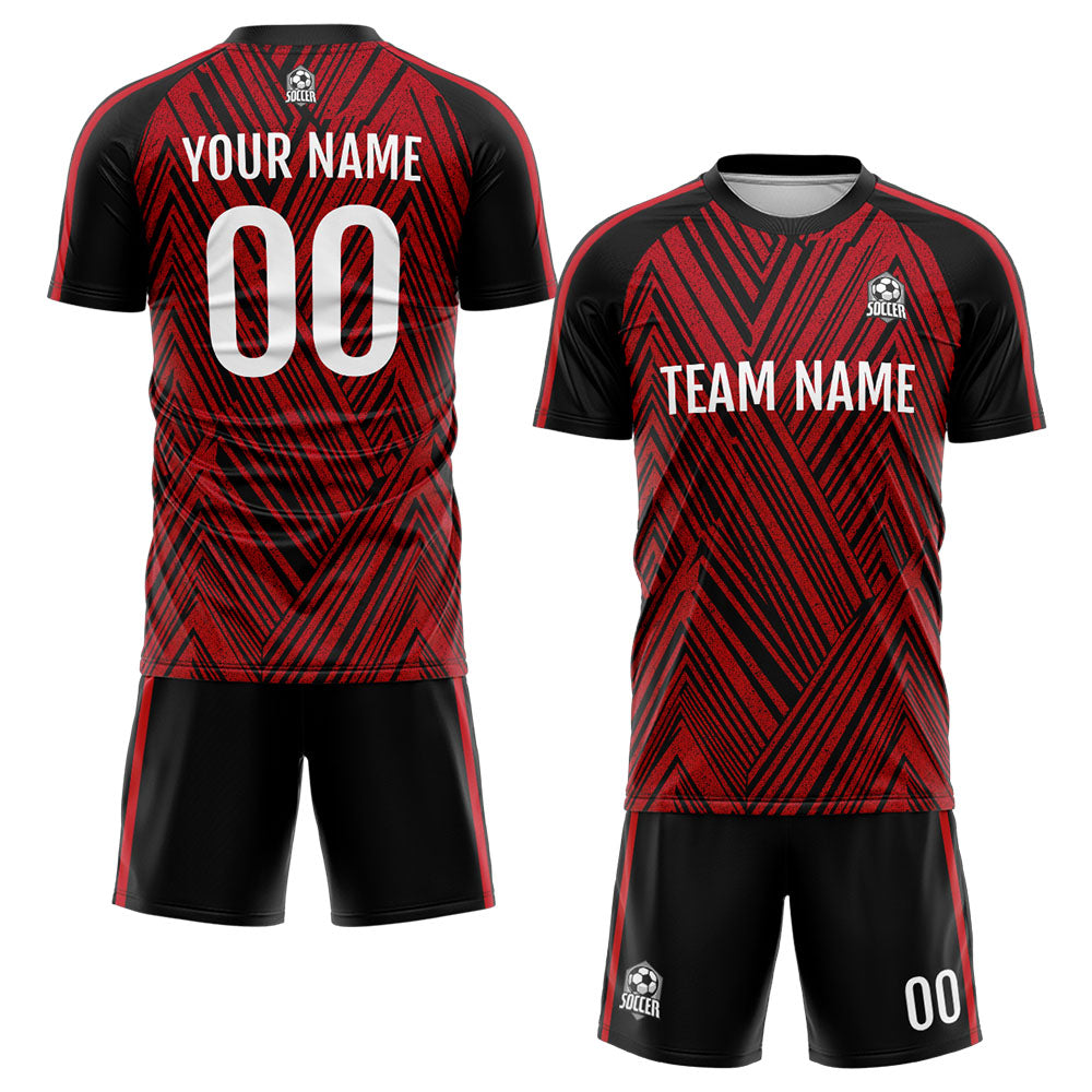 Uniforme de fútbol personalizado para niños y adultos & conjunto personalizado rojo y negro