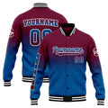 Chaqueta universitaria personalizada estilo Letterman para hombres-mujeres y jóvenes-color burdeos y azul