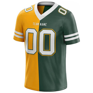 custom authentic split fashion football jersey yellow-white-green mesh