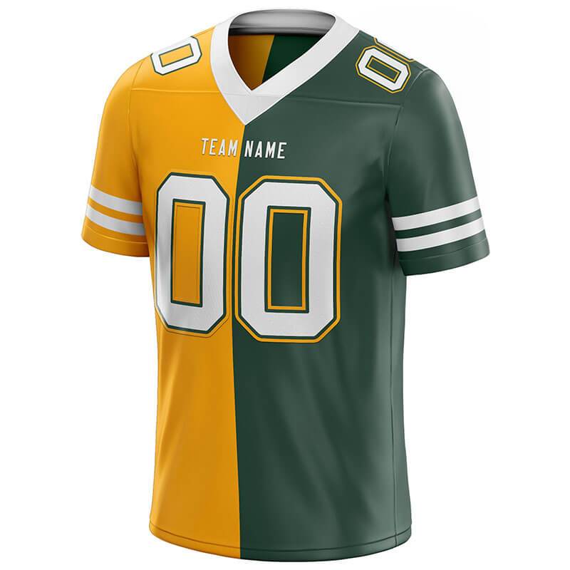 custom authentic split fashion football jersey green-yellow-white mesh