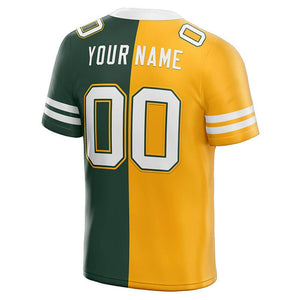 custom authentic split fashion football jersey green-yellow-white mesh