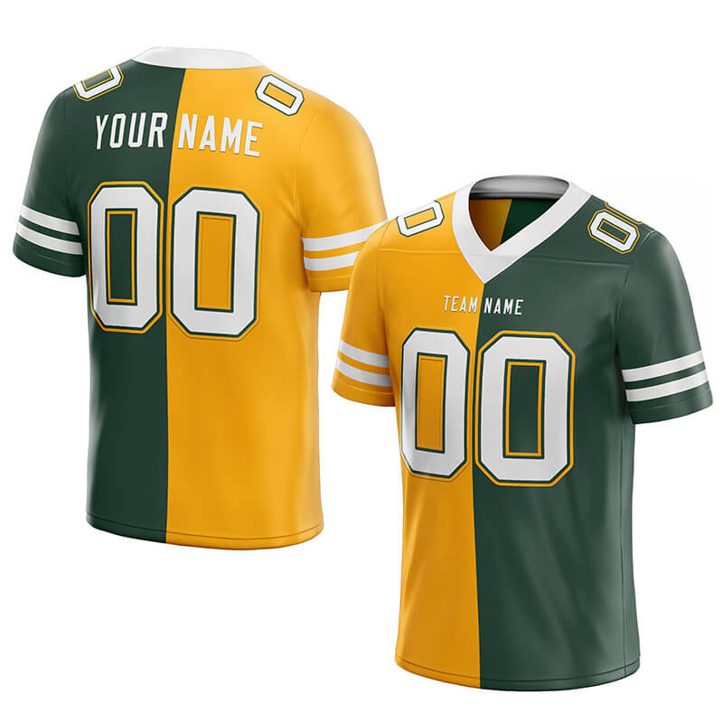 custom authentic split fashion football jersey yellow-white-green mesh