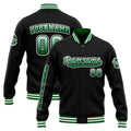 Chaqueta universitaria personalizada estilo Letterman para hombres-mujeres y jóvenes en verde-negro y blanco