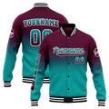 Chaqueta universitaria personalizada estilo Letterman para hombres-mujeres y jóvenes-color burdeos y verde azulado