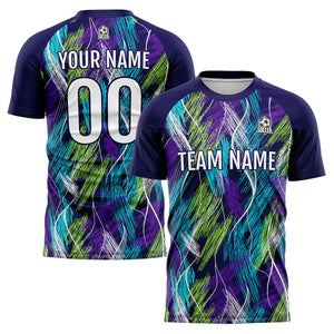 Conjunto personalizado de camiseta de uniforme morado y azul claro para niños y adultos