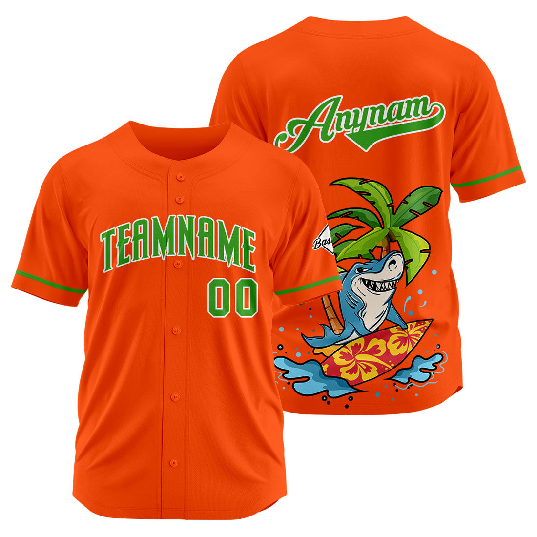Uniformes de béisbol personalizados Surfing Shark-Naranja de alta calidad para adultos y niños & optimizados para el rendimiento