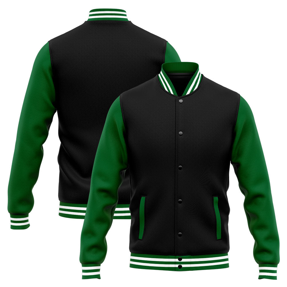 Chaqueta universitaria personalizada estilo Letterman para hombres-mujeres y jóvenes-color verde y negro