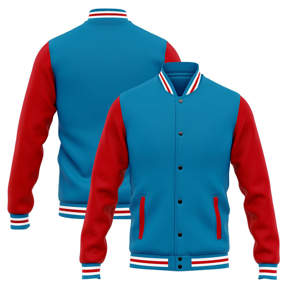 Chaqueta universitaria personalizada estilo Letterman para hombres-mujeres y jóvenes-color azul y rojo