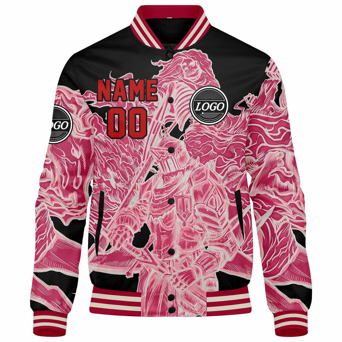 Chaqueta universitaria personalizada estilo Letterman para hombres-mujeres y jóvenes-color rosa