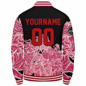 Chaqueta universitaria personalizada estilo Letterman para hombres-mujeres y jóvenes-color rosa