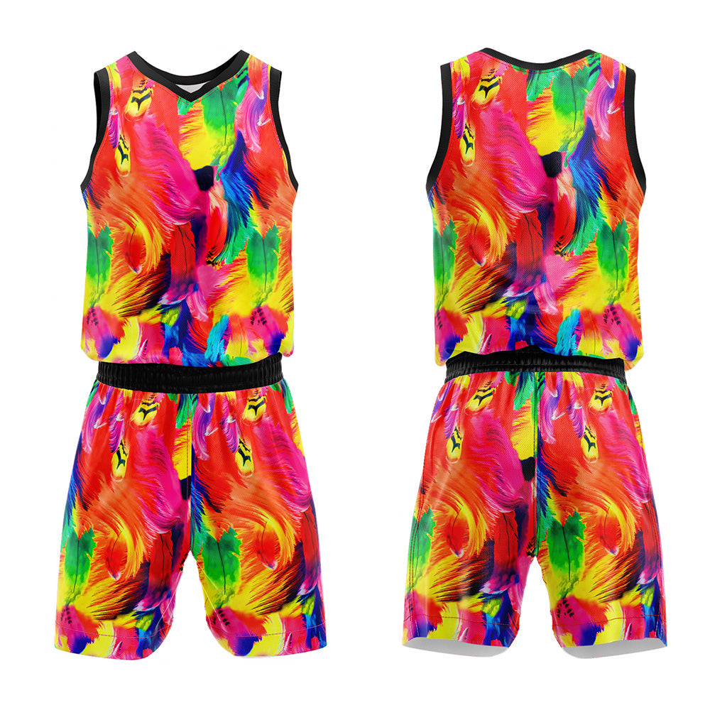 Uniforme de baloncesto personalizado con plumas-estampado con tu logotipo-nombre y número