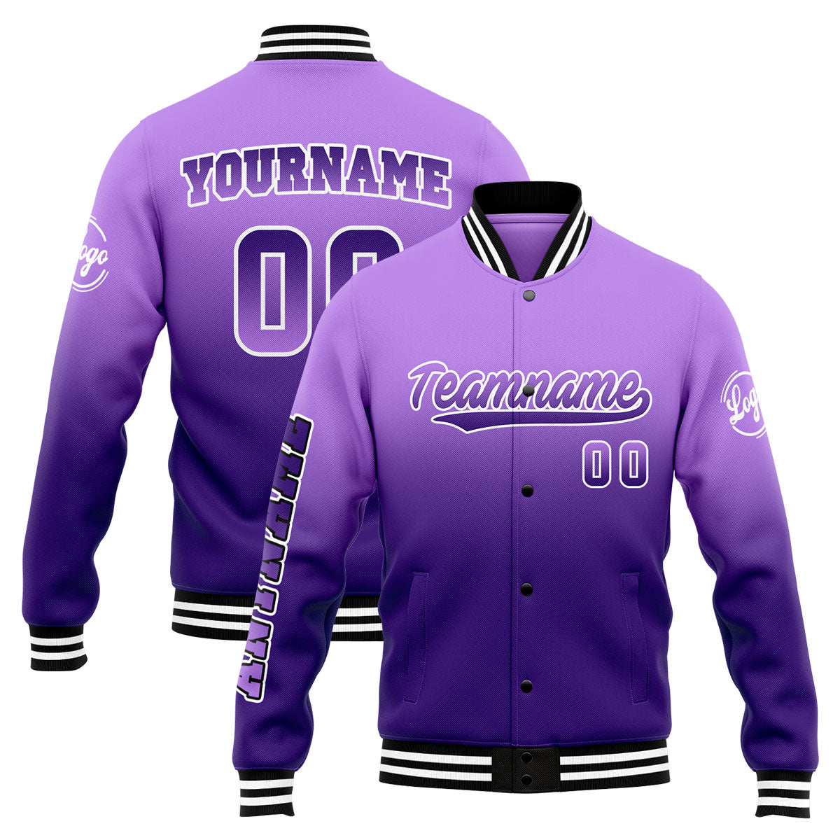 Chaqueta universitaria personalizada estilo Letterman para hombres-mujeres y jóvenes-color morado