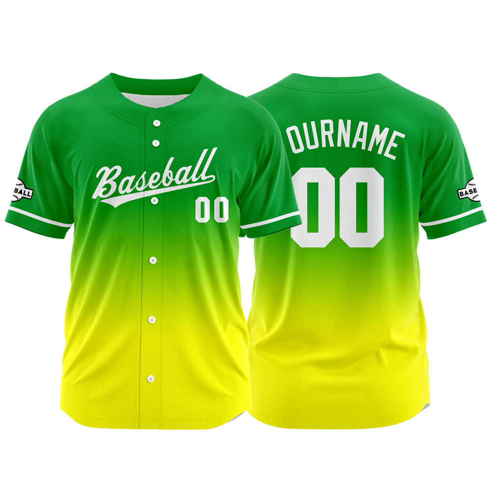 Dise?o personalizado de camiseta de béisbol con estampado completo en rosa verde y amarillo