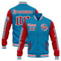 Chaqueta universitaria personalizada estilo Letterman para hombres-mujeres y jóvenes-color azul y rojo
