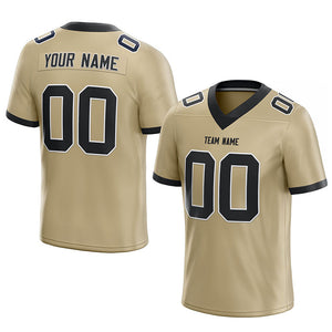 custom authentic football jersey gold-black white mesh