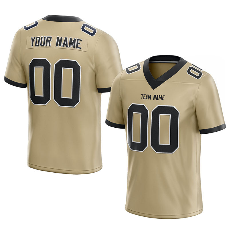 custom authentic football jersey gold-black white mesh