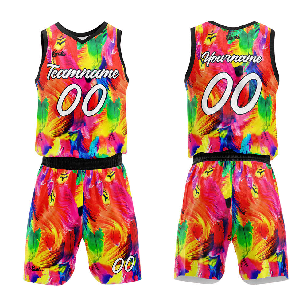 Uniforme de baloncesto personalizado con plumas-estampado con tu logotipo-nombre y número