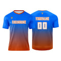 Conjunto personalizado de camiseta de uniforme azul y naranja para niños y adultos